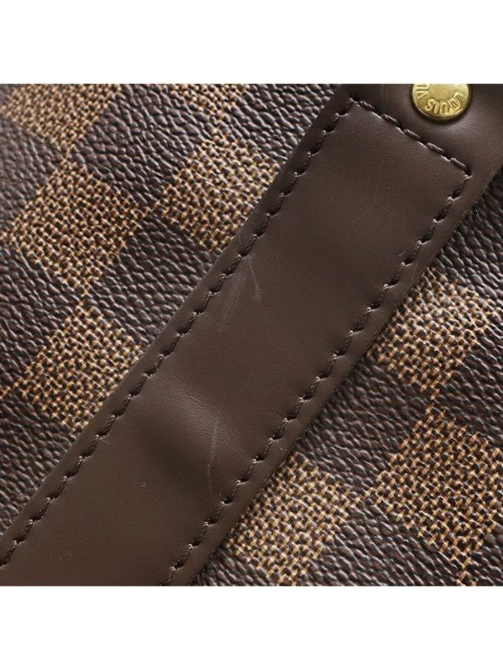 Louis Vuitton Boston Bag Keepall Bandouliere 55 Damier Canvas Ebene Gold Brown